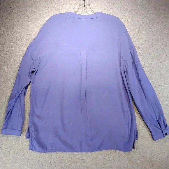 My  Style Women's Purple Long Adjustable Sleeve Button Down Size XL - Picture 10 of 13